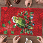Aussie Green Budgerigar Puzzle Aboriginal Inspired Christmas - Aussie Hoodie