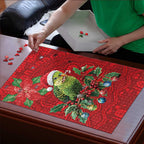 Aussie Green Budgerigar Puzzle Aboriginal Inspired Christmas - Aussie Hoodie