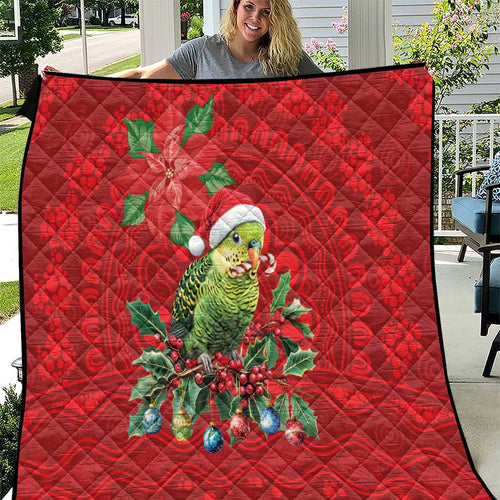 Aussie Green Budgerigar Quilt Aboriginal Inspired Christmas - Aussie Hoodie