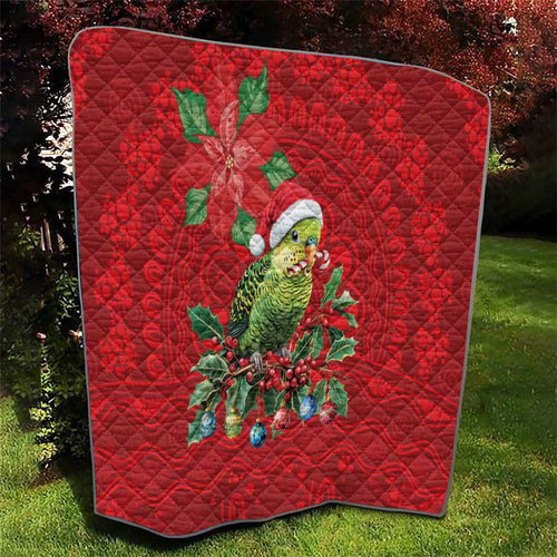 Aussie Green Budgerigar Quilt Aboriginal Inspired Christmas - Aussie Hoodie