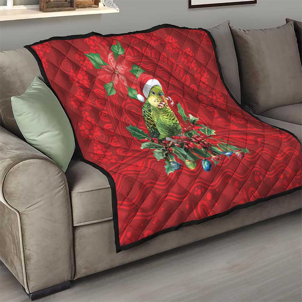 Aussie Green Budgerigar Quilt Aboriginal Inspired Christmas - Aussie Hoodie