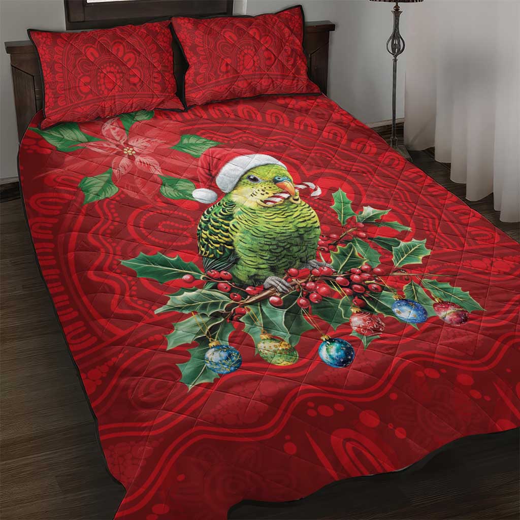 Aussie Green Budgerigar Quilt Bed Set Aboriginal Inspired Christmas - Aussie Hoodie