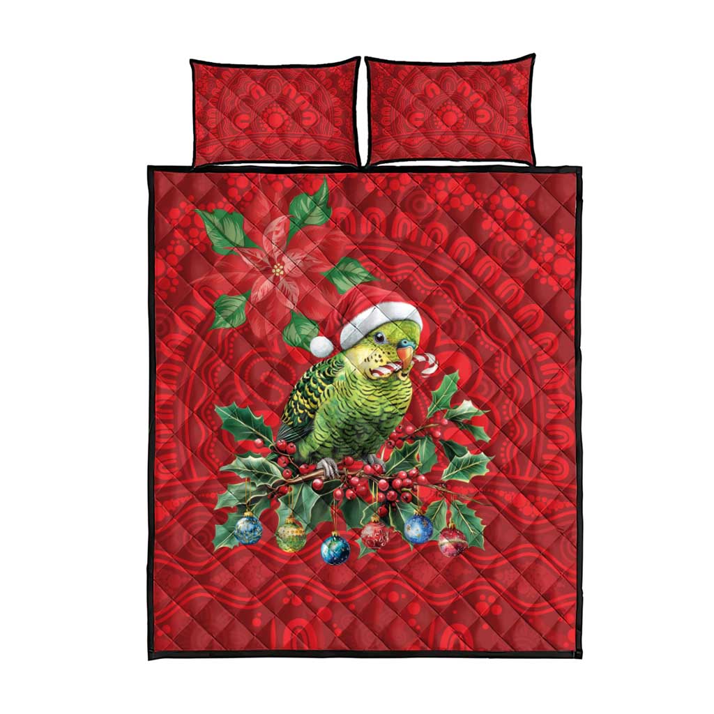 Aussie Green Budgerigar Quilt Bed Set Aboriginal Inspired Christmas - Aussie Hoodie