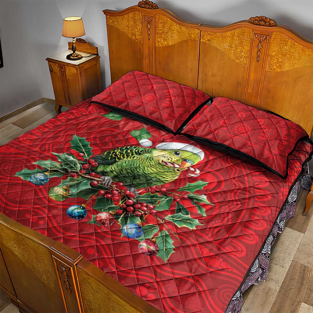 Aussie Green Budgerigar Quilt Bed Set Aboriginal Inspired Christmas - Aussie Hoodie