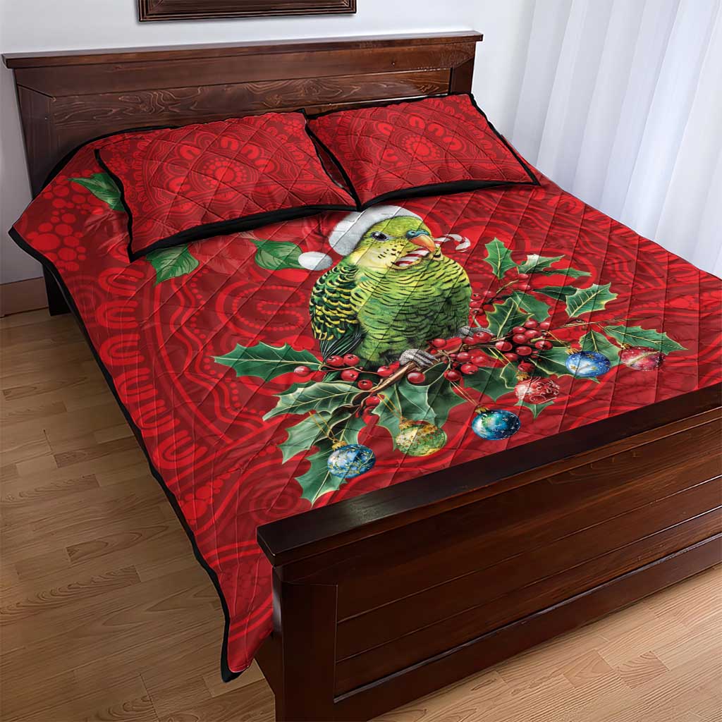 Aussie Green Budgerigar Quilt Bed Set Aboriginal Inspired Christmas - Aussie Hoodie