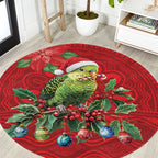 Aussie Green Budgerigar Round Carpet Aboriginal Inspired Christmas - Aussie Hoodie