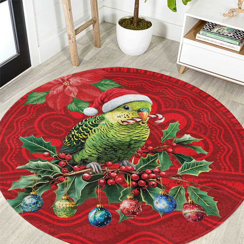 Aussie Green Budgerigar Round Carpet Aboriginal Inspired Christmas - Aussie Hoodie