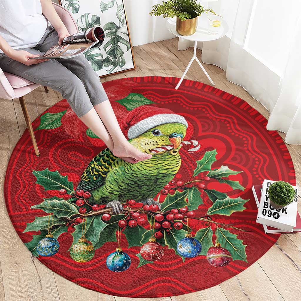 Aussie Green Budgerigar Round Carpet Aboriginal Inspired Christmas - Aussie Hoodie