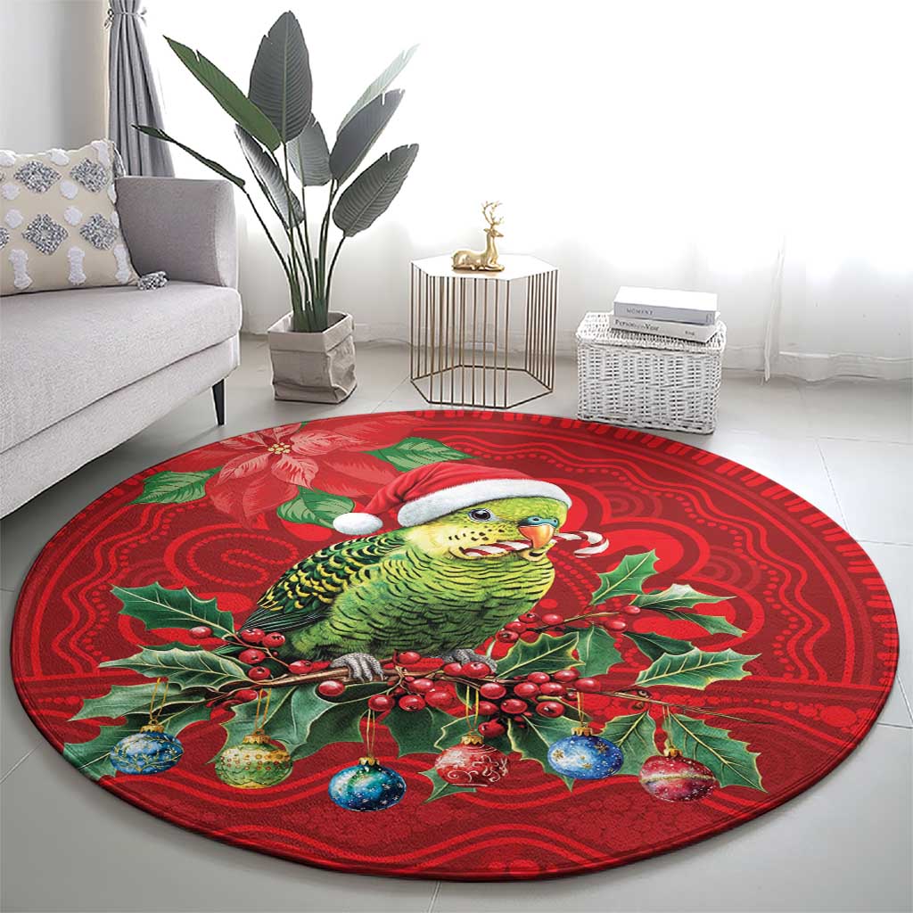 Aussie Green Budgerigar Round Carpet Aboriginal Inspired Christmas - Aussie Hoodie