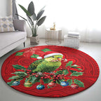 Aussie Green Budgerigar Round Carpet Aboriginal Inspired Christmas - Aussie Hoodie