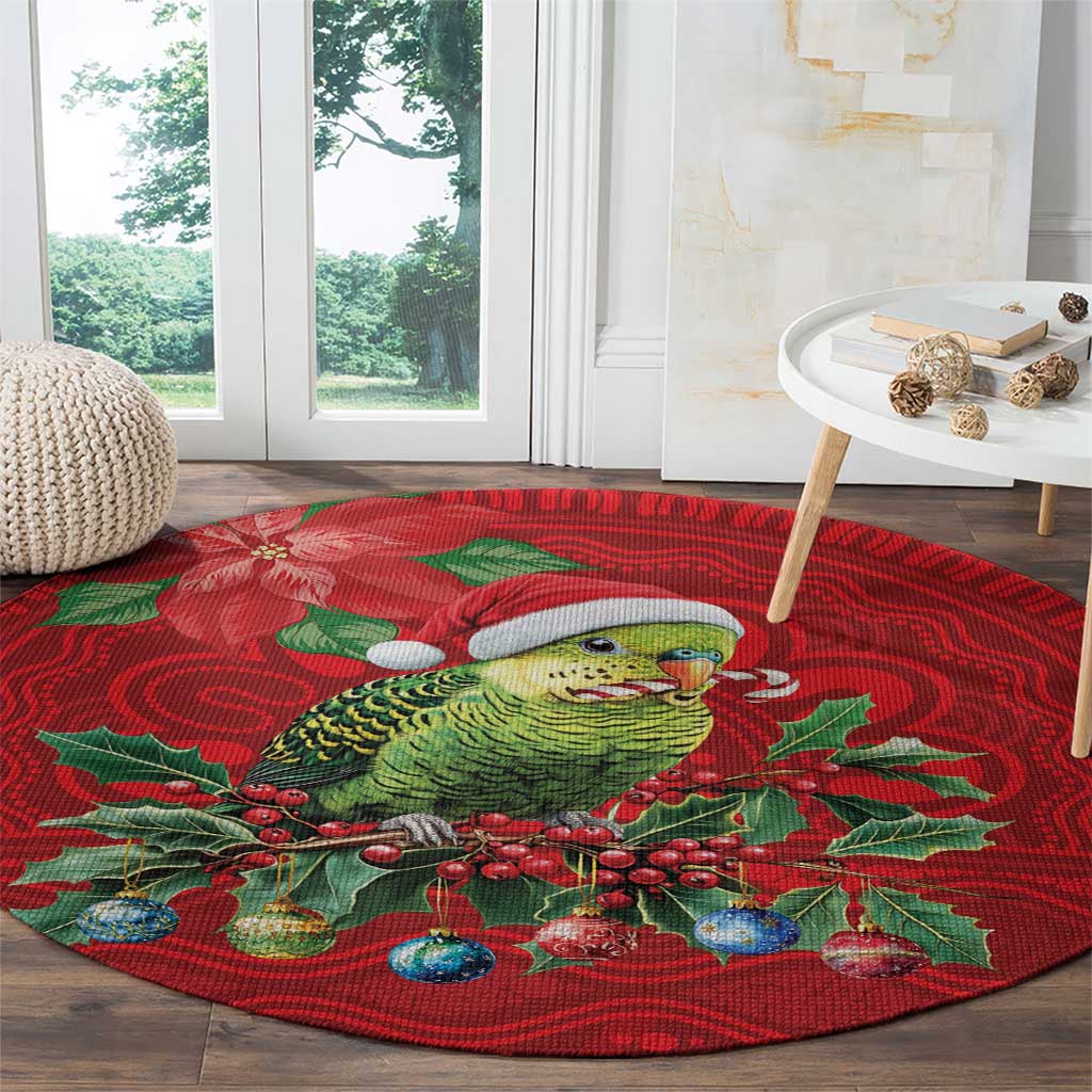 Aussie Green Budgerigar Round Carpet Aboriginal Inspired Christmas - Aussie Hoodie