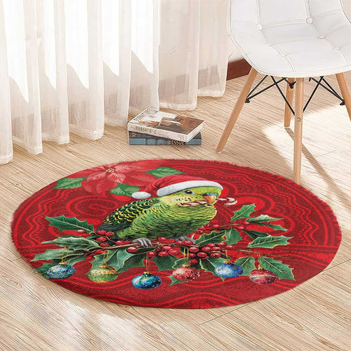Aussie Green Budgerigar Round Carpet Aboriginal Inspired Christmas - Aussie Hoodie