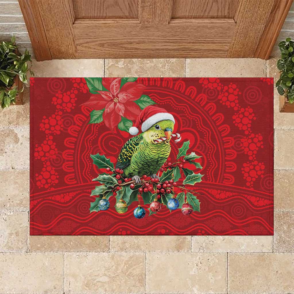 Aussie Green Budgerigar Rubber Doormat Aboriginal Inspired Christmas - Aussie Hoodie