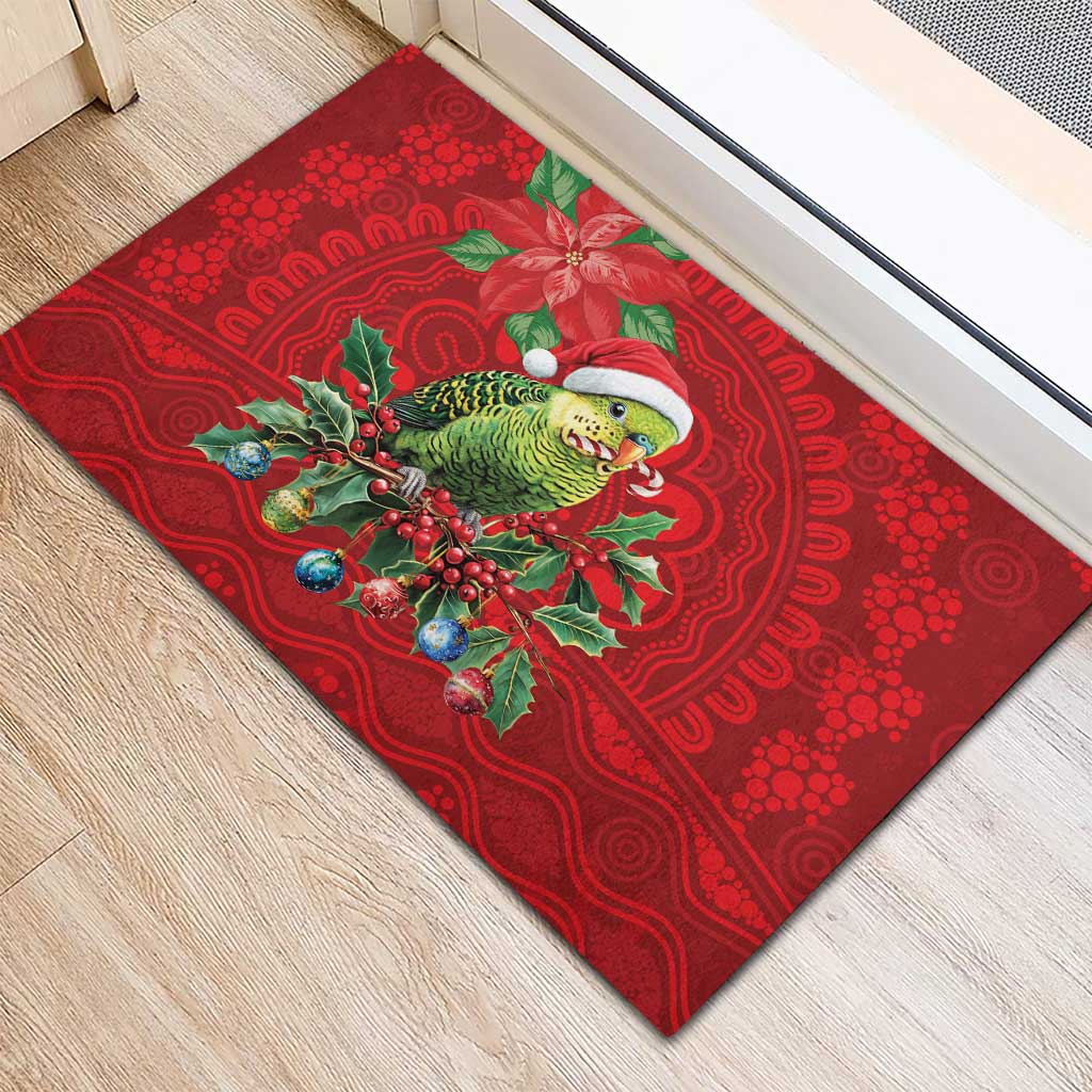 Aussie Green Budgerigar Rubber Doormat Aboriginal Inspired Christmas - Aussie Hoodie