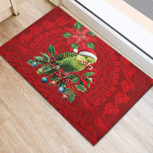 Aussie Green Budgerigar Rubber Doormat Aboriginal Inspired Christmas - Aussie Hoodie