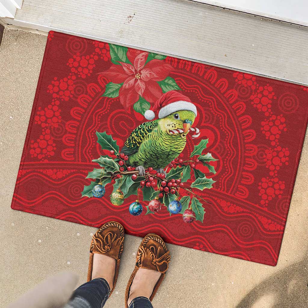 Aussie Green Budgerigar Rubber Doormat Aboriginal Inspired Christmas - Aussie Hoodie