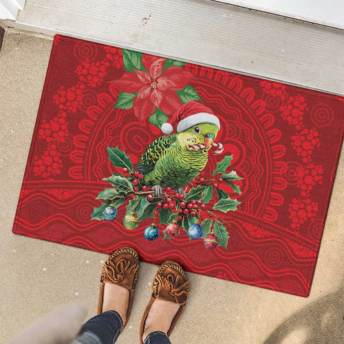 Aussie Green Budgerigar Rubber Doormat Aboriginal Inspired Christmas - Aussie Hoodie