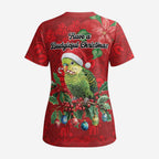 Aussie Green Budgerigar Scrub Top Aboriginal Inspired Christmas - Aussie Hoodie
