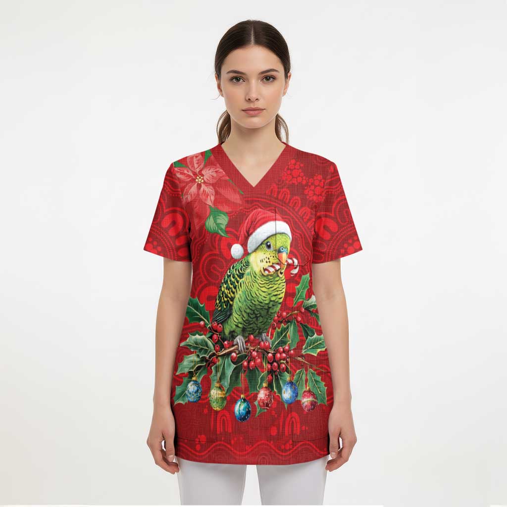 Aussie Green Budgerigar Scrub Top Aboriginal Inspired Christmas - Aussie Hoodie