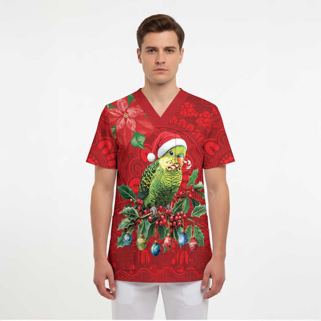 Aussie Green Budgerigar Scrub Top Aboriginal Inspired Christmas - Aussie Hoodie