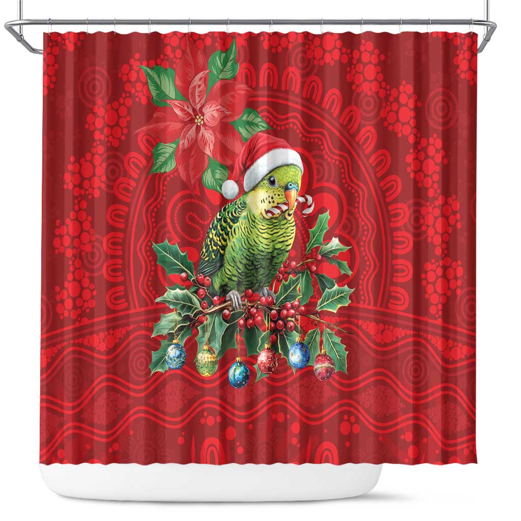 Aussie Green Budgerigar Shower Curtain Aboriginal Inspired Christmas - Aussie Hoodie