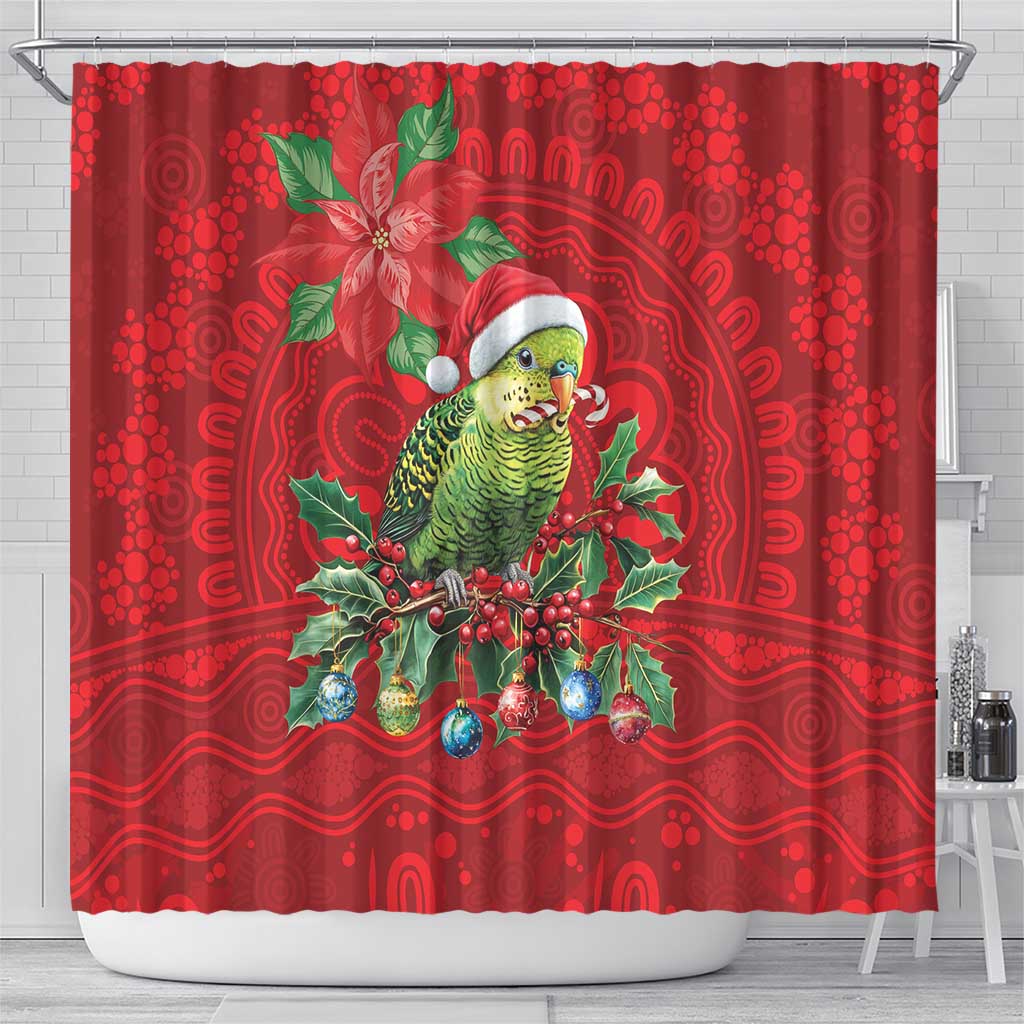 Aussie Green Budgerigar Shower Curtain Aboriginal Inspired Christmas - Aussie Hoodie