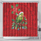 Aussie Green Budgerigar Shower Curtain Aboriginal Inspired Christmas - Aussie Hoodie