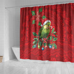 Aussie Green Budgerigar Shower Curtain Aboriginal Inspired Christmas - Aussie Hoodie