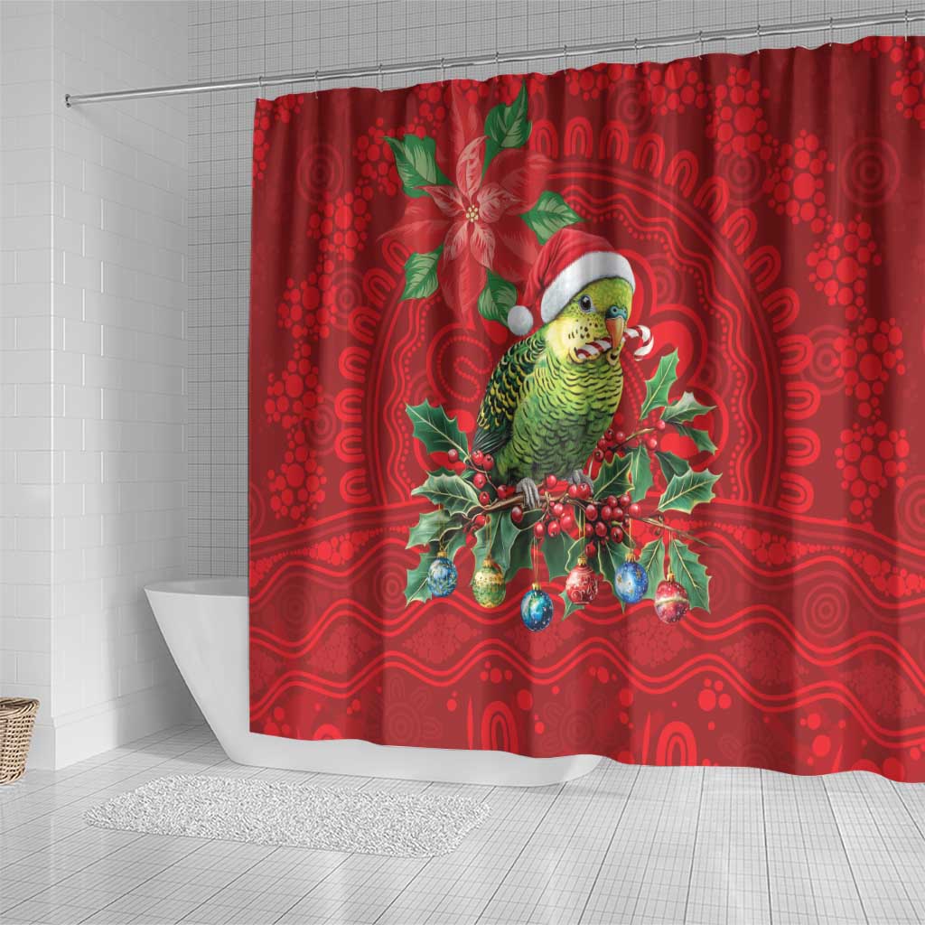 Aussie Green Budgerigar Shower Curtain Aboriginal Inspired Christmas - Aussie Hoodie