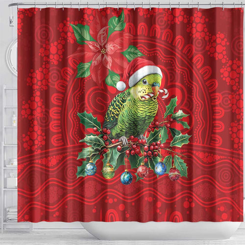 Aussie Green Budgerigar Shower Curtain Aboriginal Inspired Christmas - Aussie Hoodie