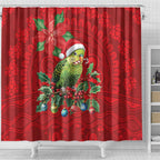 Aussie Green Budgerigar Shower Curtain Aboriginal Inspired Christmas - Aussie Hoodie