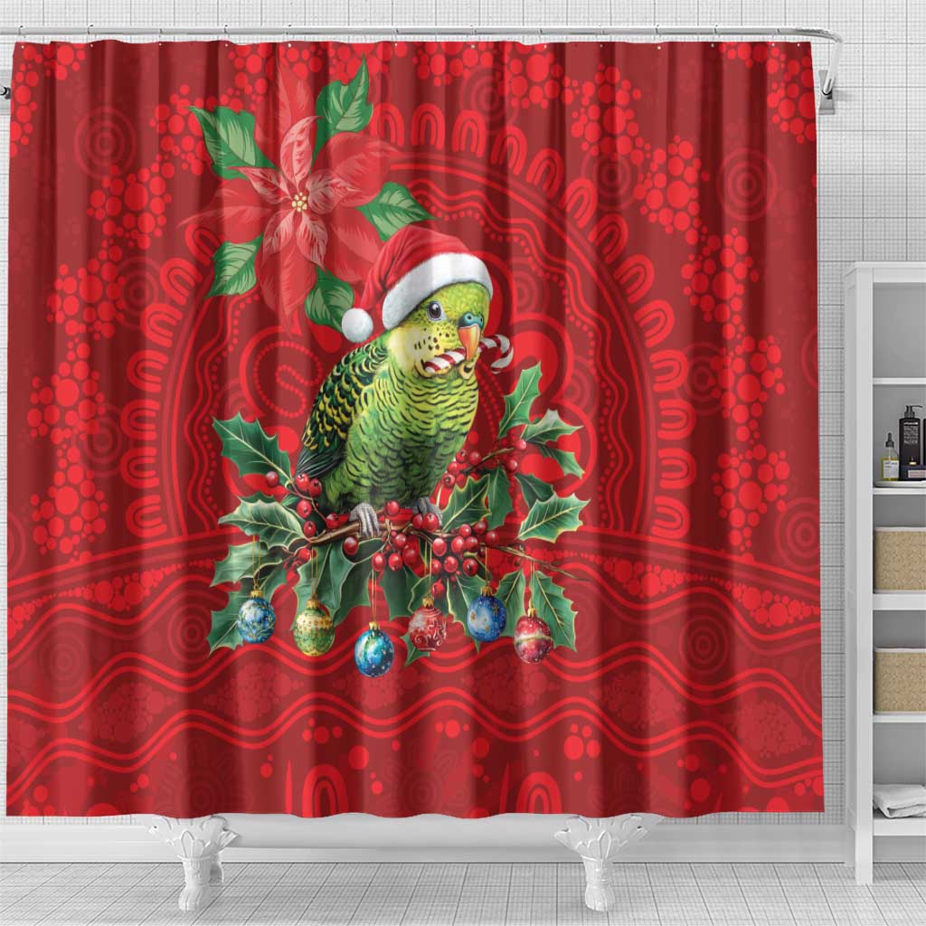 Aussie Green Budgerigar Shower Curtain Aboriginal Inspired Christmas - Aussie Hoodie
