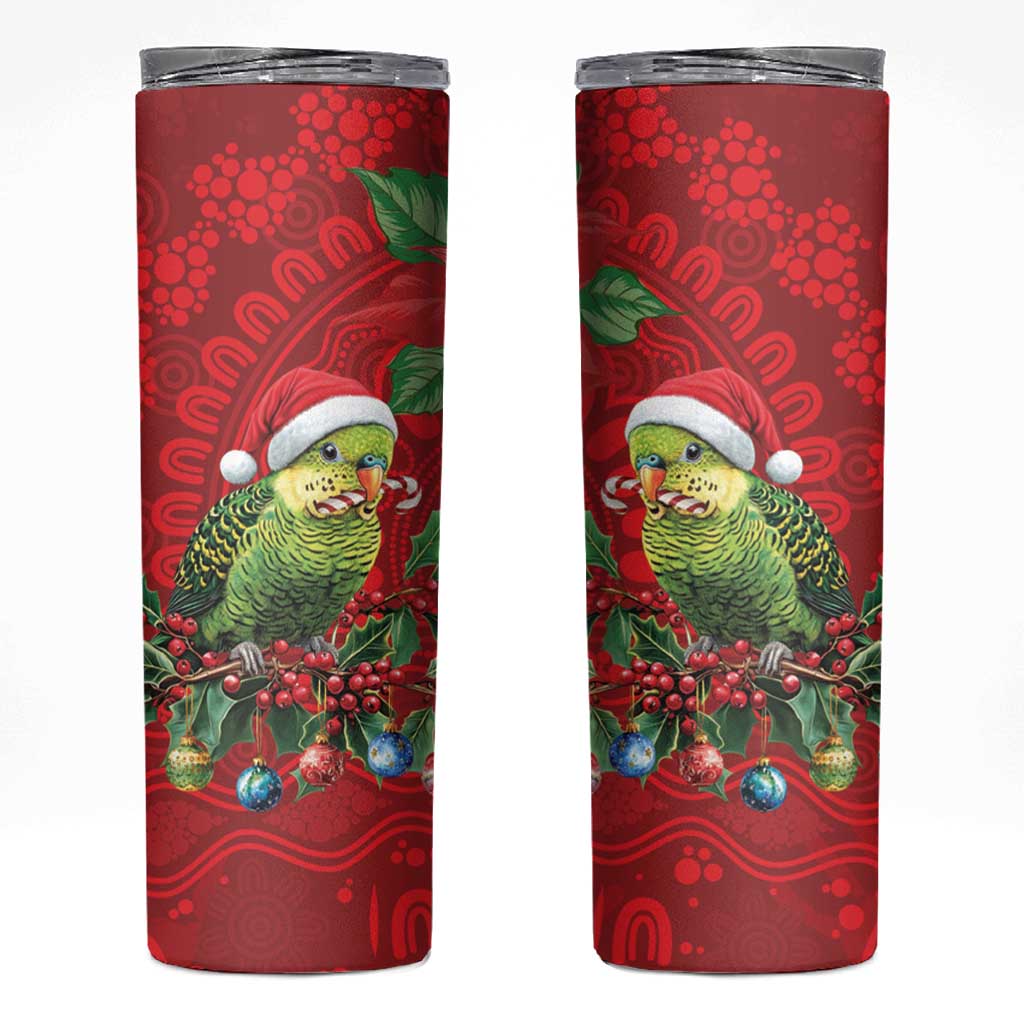 Aussie Green Budgerigar Skinny Tumbler Aboriginal Inspired Christmas - Aussie Hoodie