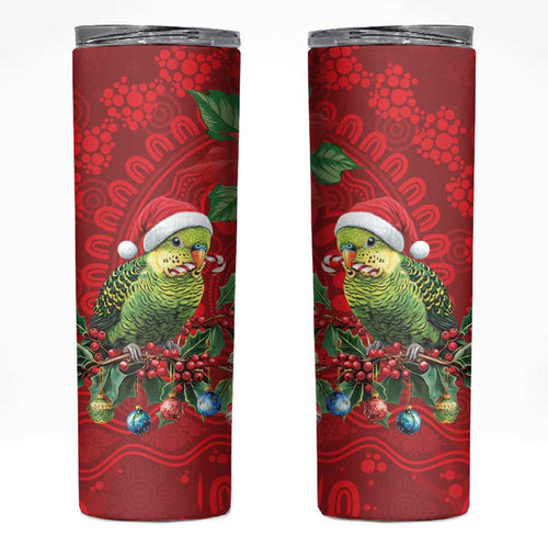 Aussie Green Budgerigar Skinny Tumbler Aboriginal Inspired Christmas - Aussie Hoodie