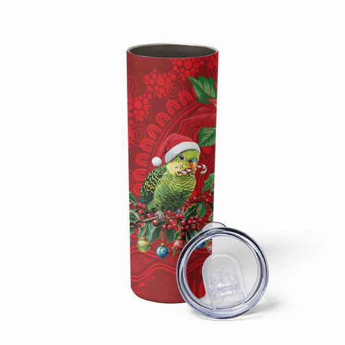 Aussie Green Budgerigar Skinny Tumbler Aboriginal Inspired Christmas - Aussie Hoodie