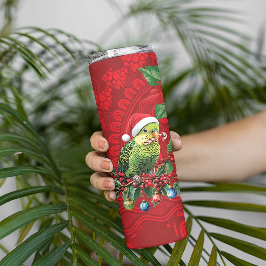 Aussie Green Budgerigar Skinny Tumbler Aboriginal Inspired Christmas - Aussie Hoodie