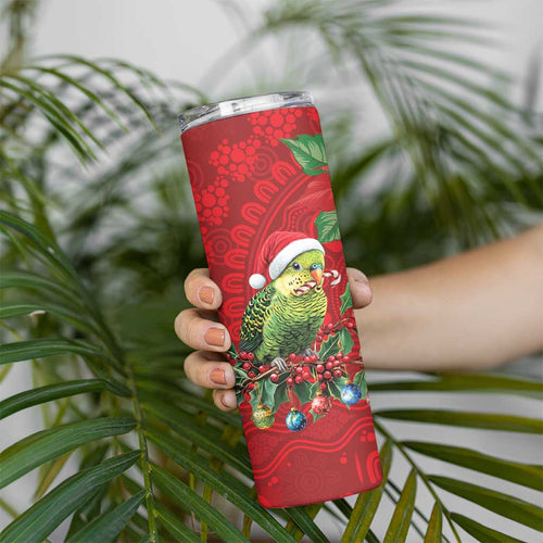 Aussie Green Budgerigar Skinny Tumbler Aboriginal Inspired Christmas - Aussie Hoodie