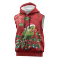 Aussie Green Budgerigar Sleeveless Hoodie Aboriginal Inspired Christmas - Aussie Hoodie
