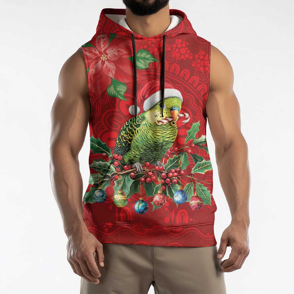 Aussie Green Budgerigar Sleeveless Hoodie Aboriginal Inspired Christmas - Aussie Hoodie