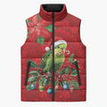 Aussie Green Budgerigar Sleeveless Puffer Jacket Aboriginal Inspired Christmas - Aussie Hoodie