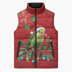 Aussie Green Budgerigar Sleeveless Puffer Jacket Aboriginal Inspired Christmas - Aussie Hoodie