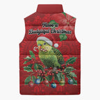 Aussie Green Budgerigar Sleeveless Puffer Jacket Aboriginal Inspired Christmas - Aussie Hoodie