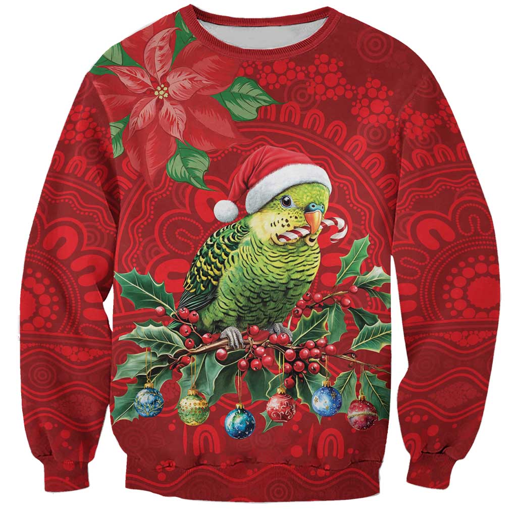 Aussie Green Budgerigar Sweatshirt Aboriginal Inspired Christmas - Aussie Hoodie