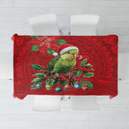 Aussie Green Budgerigar Tablecloth Aboriginal Inspired Christmas - Aussie Hoodie
