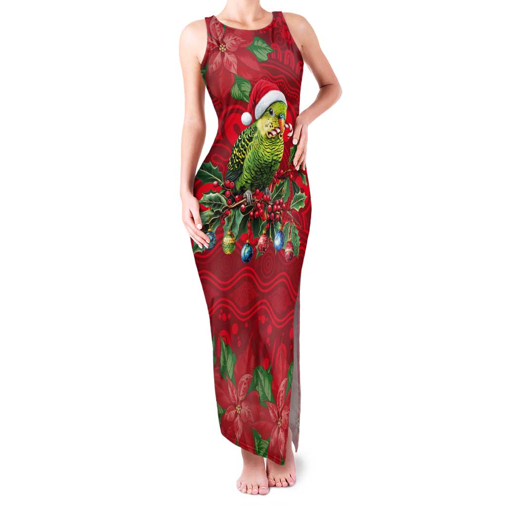 Aussie Green Budgerigar Tank Maxi Dress Aboriginal Inspired Christmas - Aussie Hoodie