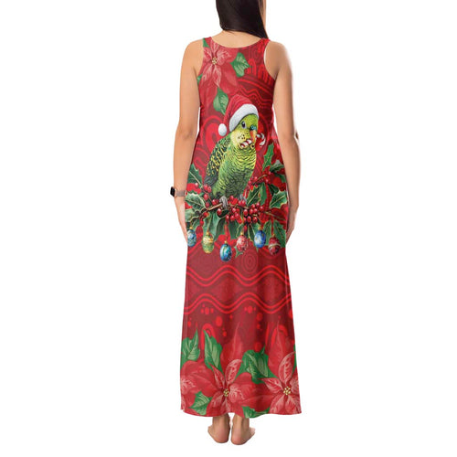 Aussie Green Budgerigar Tank Maxi Dress Aboriginal Inspired Christmas - Aussie Hoodie