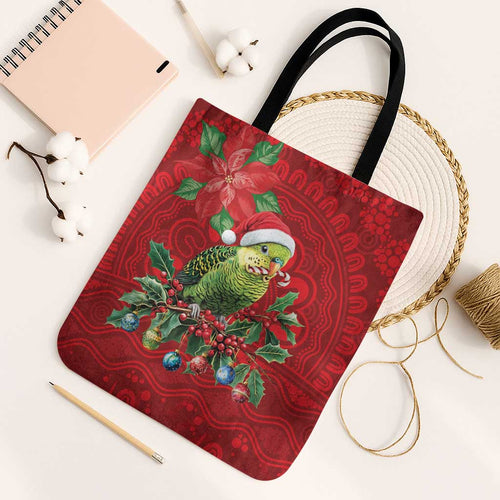 Aussie Green Budgerigar Tote Bag Aboriginal Inspired Christmas - Aussie Hoodie