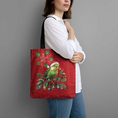 Aussie Green Budgerigar Tote Bag Aboriginal Inspired Christmas - Aussie Hoodie