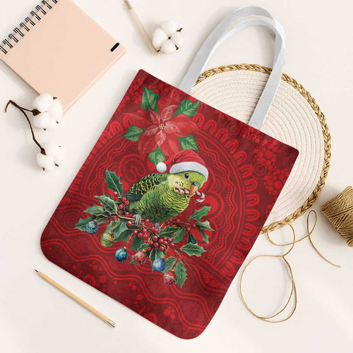 Aussie Green Budgerigar Tote Bag Aboriginal Inspired Christmas - Aussie Hoodie