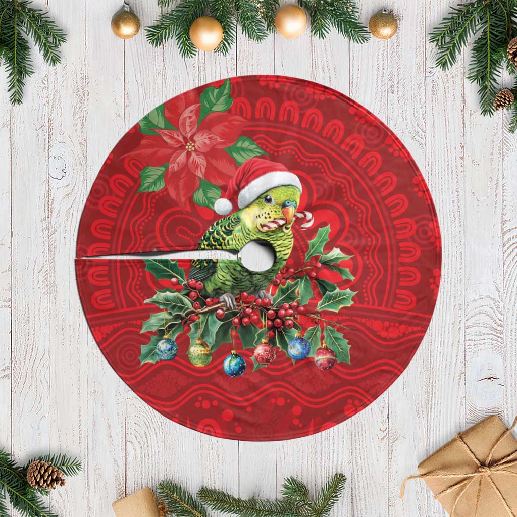 Aussie Green Budgerigar Tree Skirt Aboriginal Inspired Christmas - Aussie Hoodie